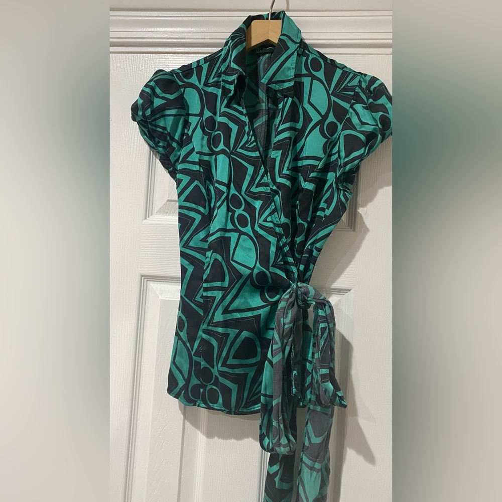 Great wrap blouse from the office to happy hour!